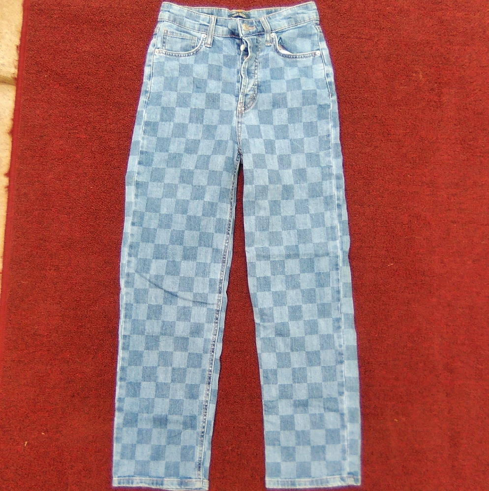 Blue checkered jeans